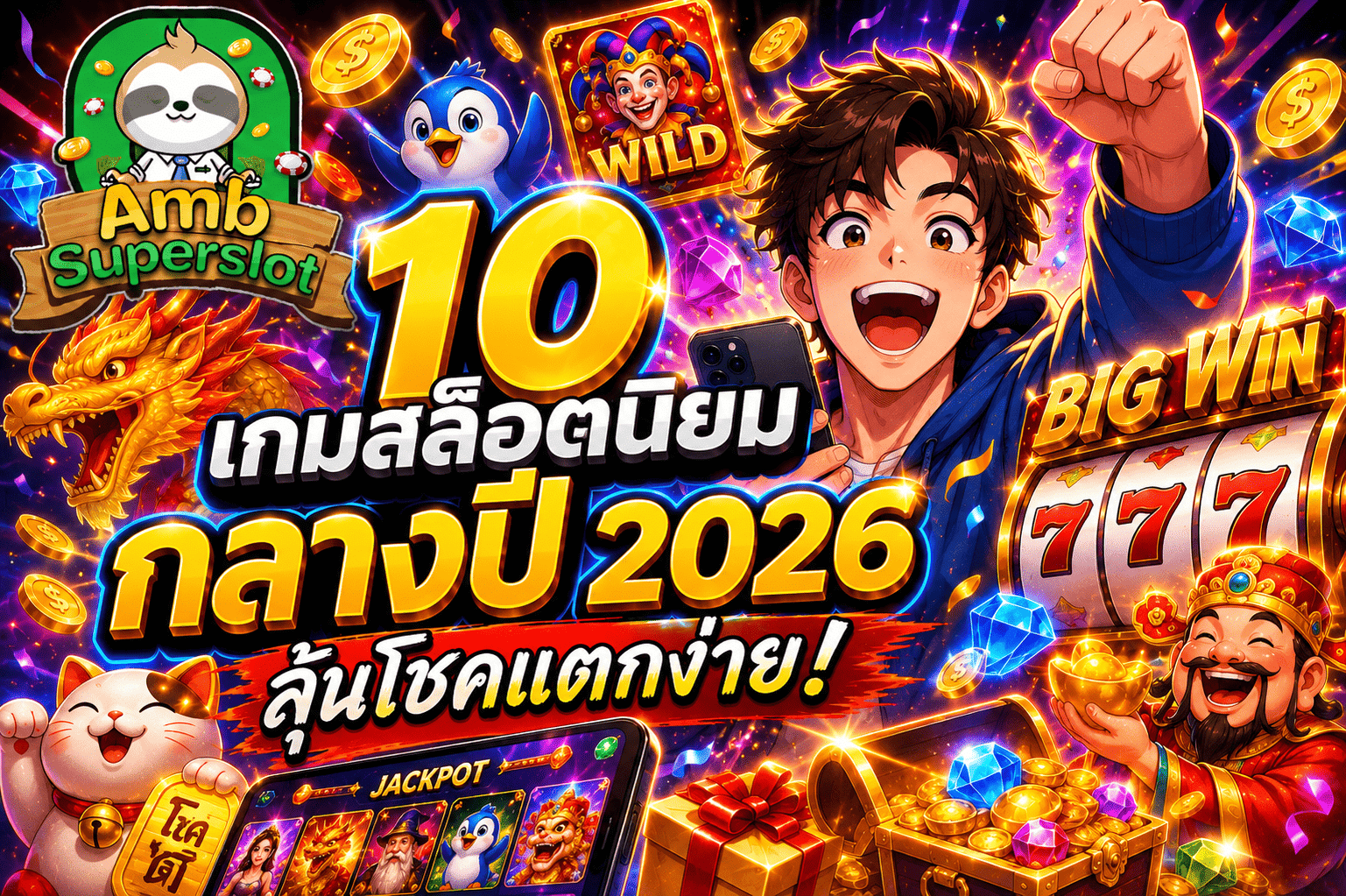 10 เกมสล็อตนิยมกลางปี 2026 ลุ้นโชคแตกง่าย!